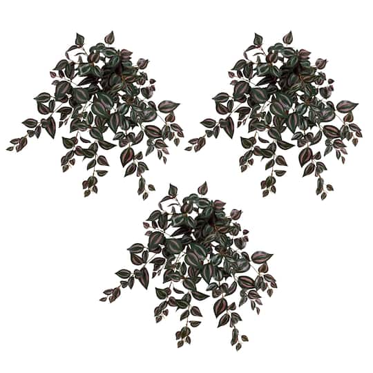 24" UV Resistant Artificial Wandering Jew Hanging Plant (Indoor/Outdoor)- Set of 3